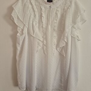 Torrid White Ruffle Polka Dot Blouse With Slip Lining 2X